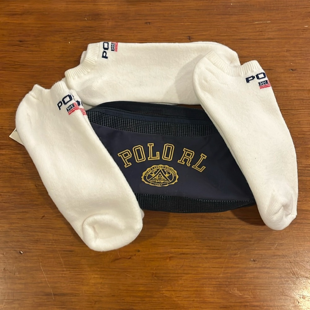 Polo Sport Ralph Lauren Vintage Low Cut Socks X 3 pair and Bag new Made in USA